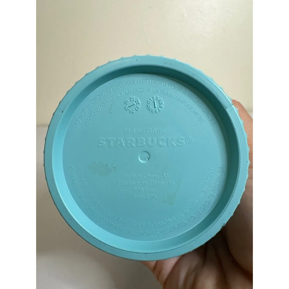 Starbucks Teal Blue Iridescent Studded Venti Cold‎ Cup Tumbler 24oz with Straw